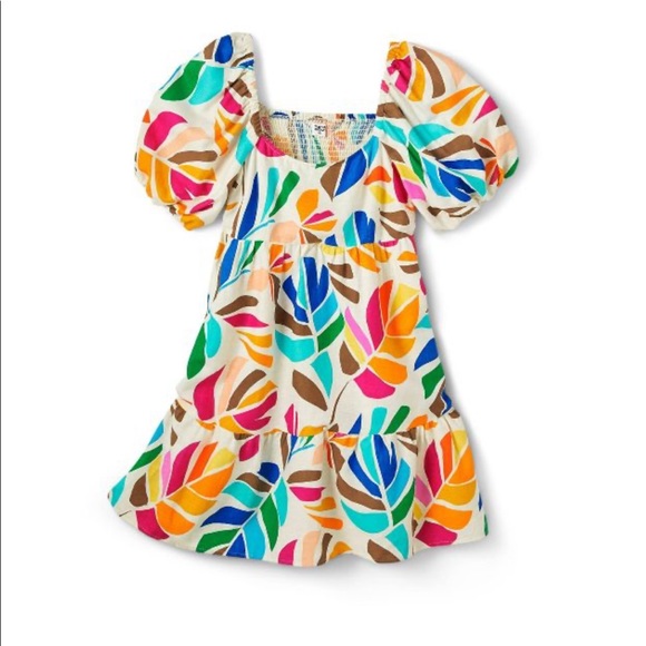 Tabitha Brown x Target Linen Blend Botanical Puff-Sleeve Mini Dress - Picture 1 of 4